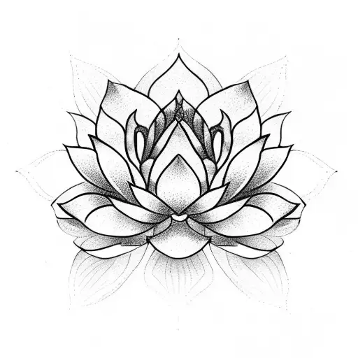 Lotus Flower Surrounded By Different Charm Symbols