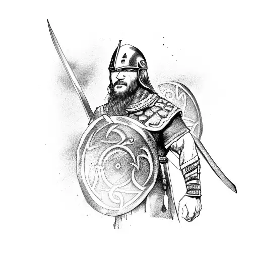 Viking Warrior With Ravens