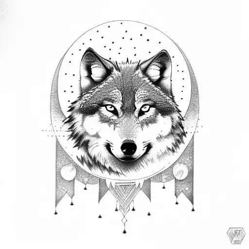 Wolf With Moon
