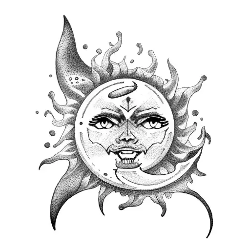 Sun And Moon With Waves