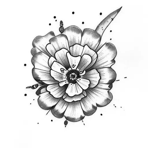 Portulaca Flower With Bird