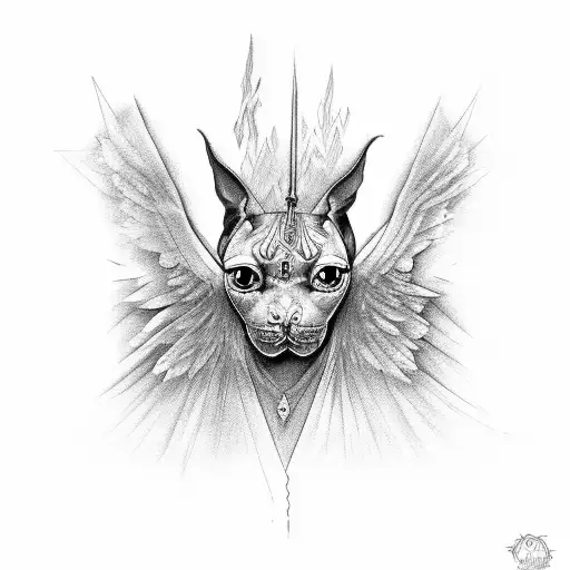 Dark Profile Sphynx Cat With Demonic Wings And Claws