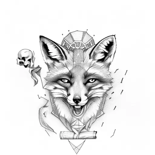 Fox With Skull And Cigarete