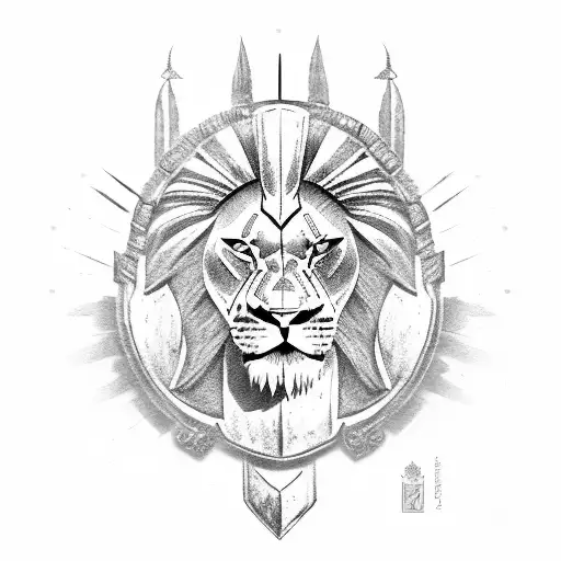 Spartan Warrior With Lion Shield