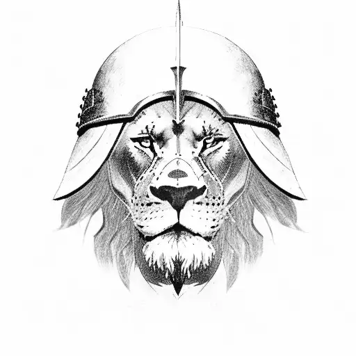 Spartan Warrior With Lion Helmet