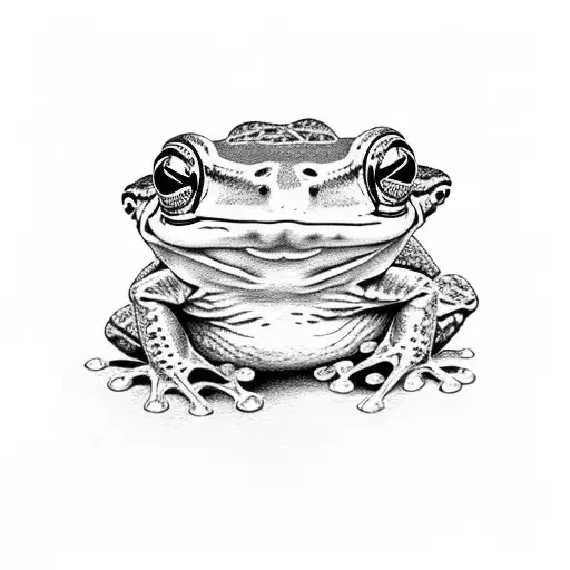 Frog And Turtle Face Seperated By A White Line