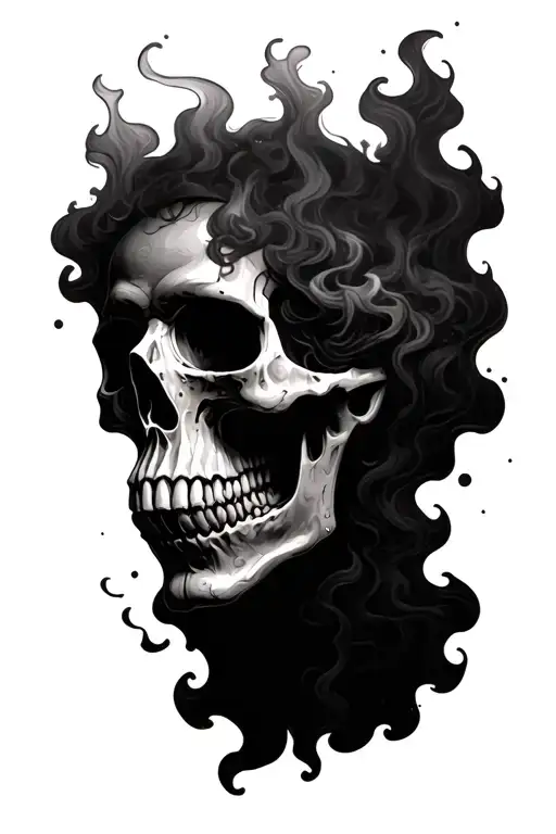 Skull Breathing Smoke Rising Fire Around