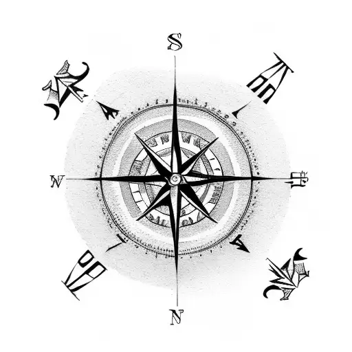 A Compass With A Trail Of Footprints