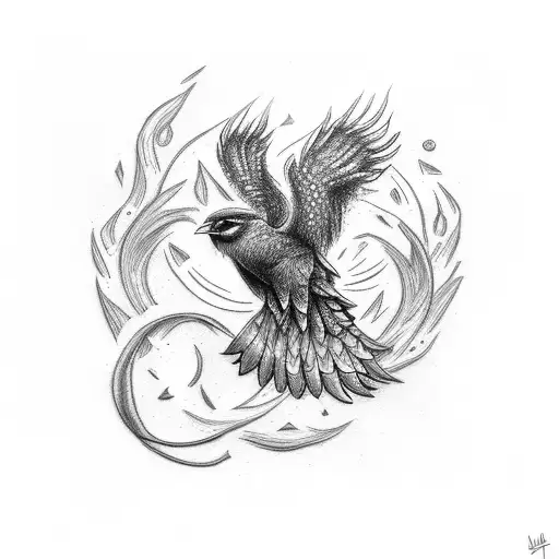 Letter M With A Fire Crow At The Top