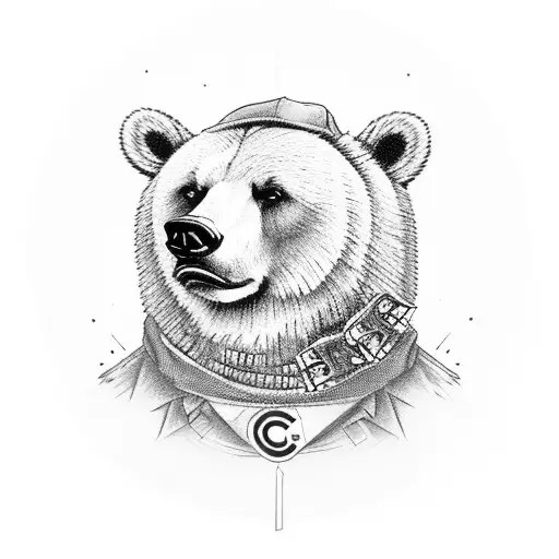 A Gangster-style Bear Wearing A Cubs Hat And Holding A Stack Of Money