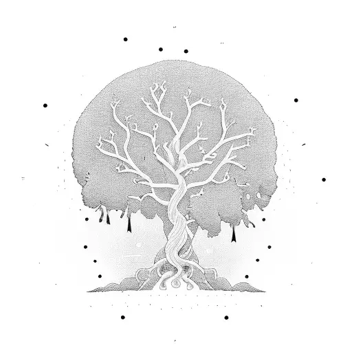 An Intricate Circuit Board Design With A Tree Growing Out Of It