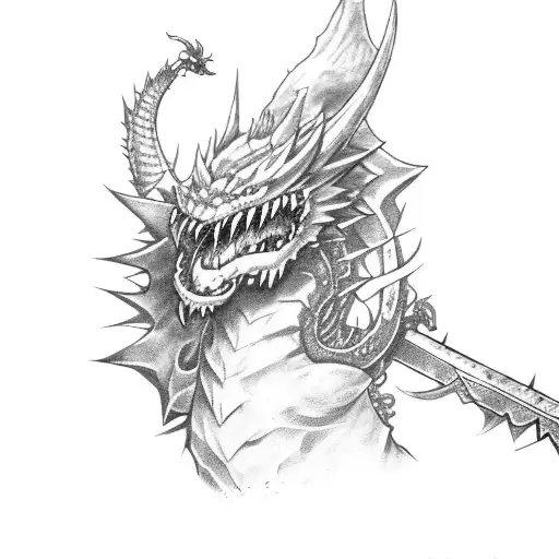 Final Fantasy 7 Buster Sword Wrapped Around With Dragons