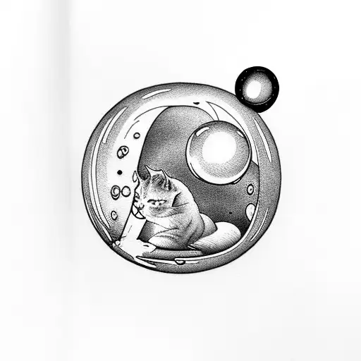 A Sleeping Cat With A Dream Bubble Filled With Scenes From Favorite Movies