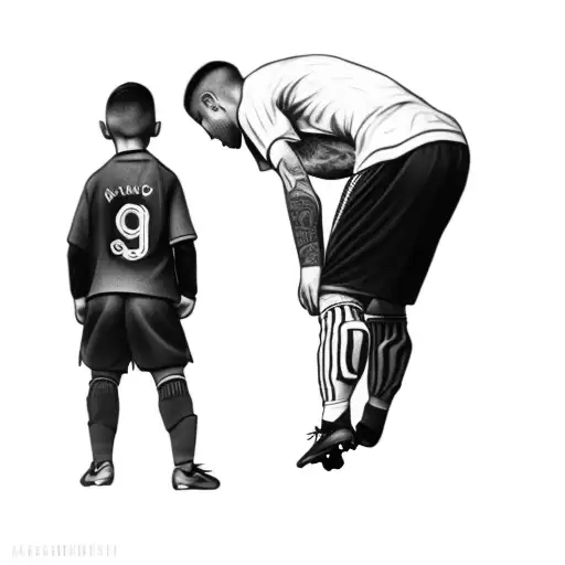 A Soccer Player And A Young Boy