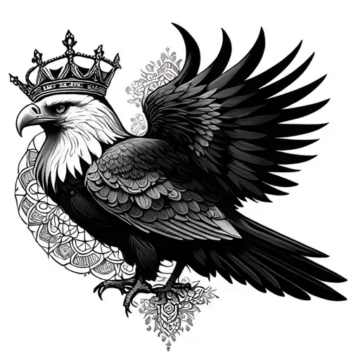 Polish Eagle With Crown With Mandala And Geometeric Pattern