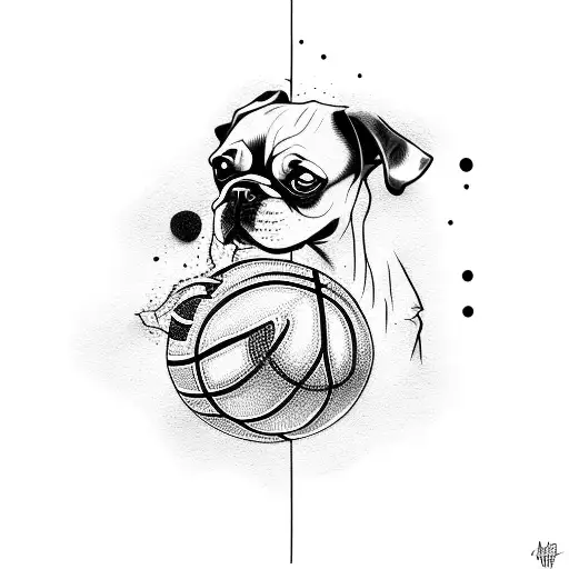A Tattoo Of A Dog Playing Basketball