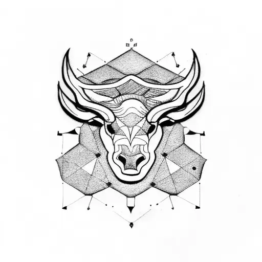 Psychologist Symbol Merged With A Buffalo In Dotwork Style