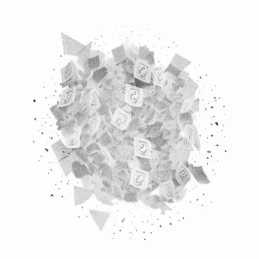 Party Crowd Silhouettes With Money Confetti Falling From Above