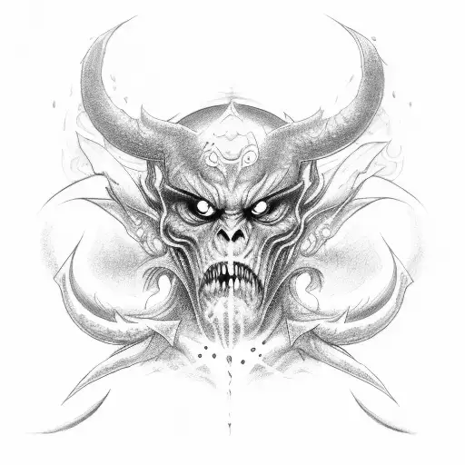 Demon Looking Into Mirror From Behind But Cute