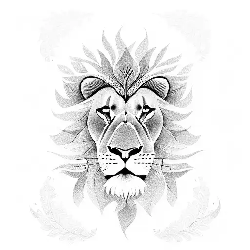 Half Lion With Flowers