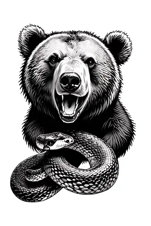 Bear Crushing A Snake
