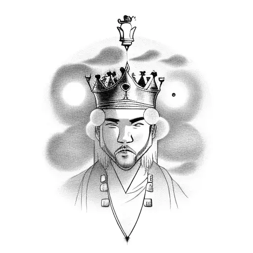 Chess King With Cloud On Bottom And A Sun On Top