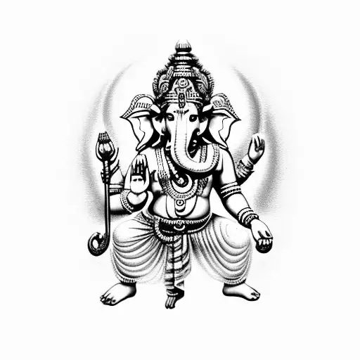 Hindu God Ganesh In An Optical Illusion Design