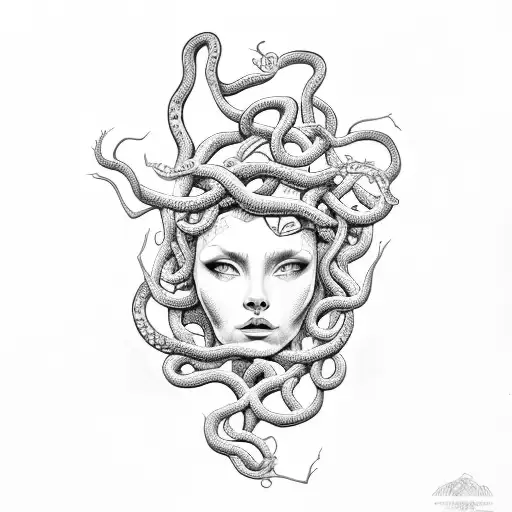 Medusa Head Vines Intertwined With Snakes