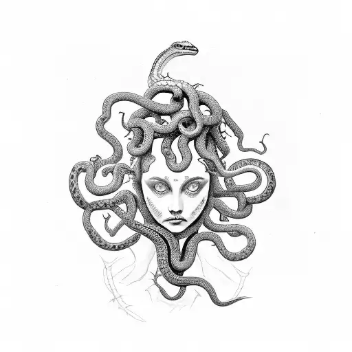 Medusa Head Plants Intertwined With Snakes