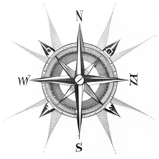 Compass With A Pair Of Sparrows And A Pair Of Flint Lock Pistols