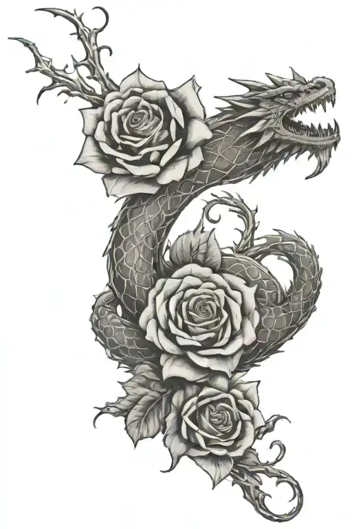 Rose And Dragon Intertwined