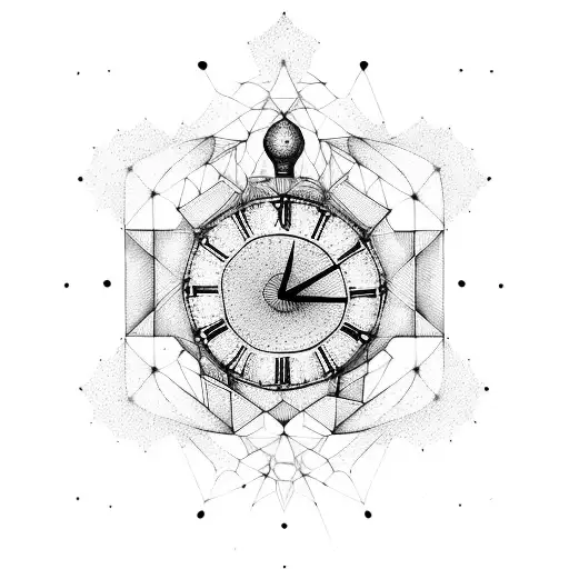 Geometric Fractal Surrounded By Broken Clock