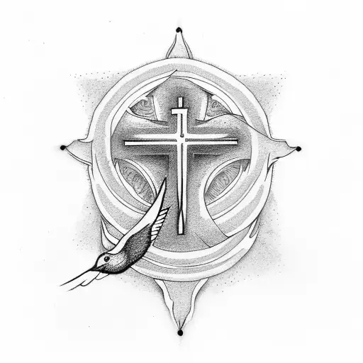 Christian Cross With Bird