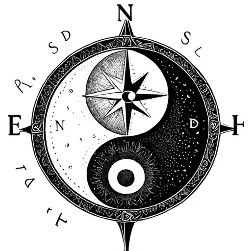Compass Mixed With A Yin Yang And The Srd Letters