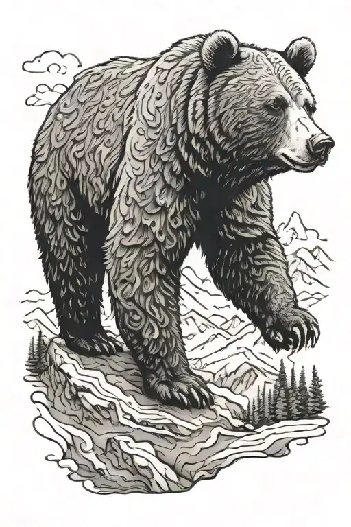 Bear Standing Swiss Alps