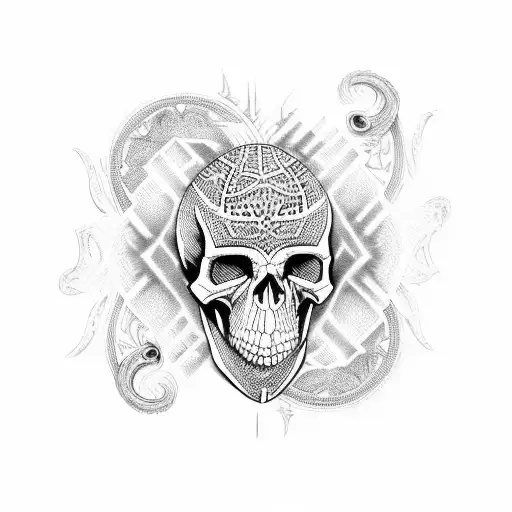 Tribal Wrapped In Skull