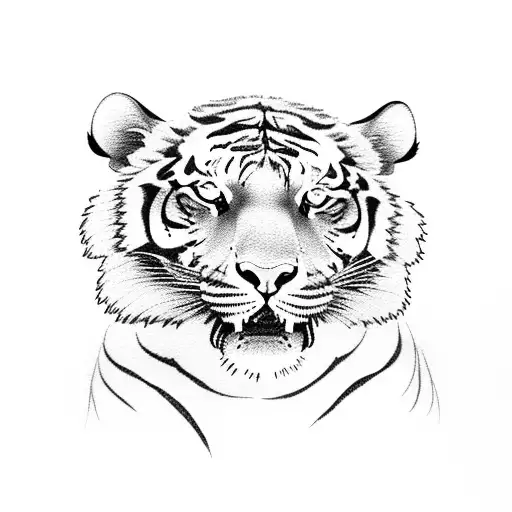 Tiger With Pink Flower