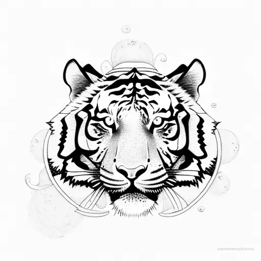 Tiger With Pink Flower