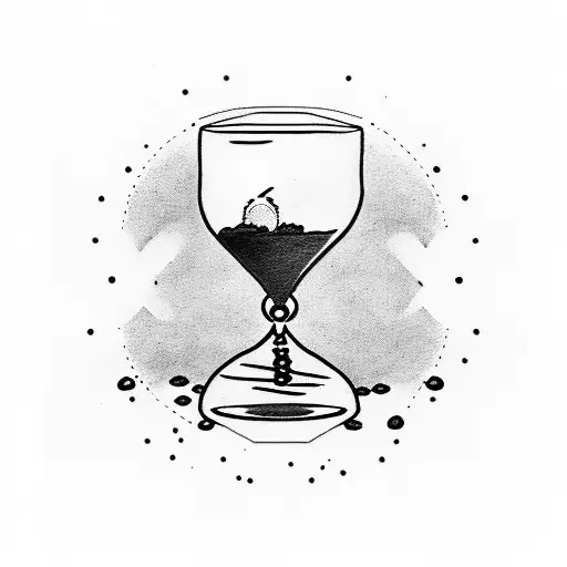 Simple Handpoke Black Hourglass With Money Inside