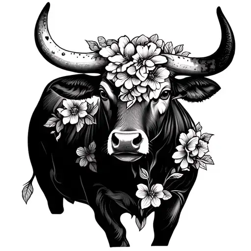 The Astrological Sign Bull With Flowers