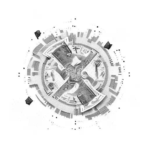 Abstract Representation Of A Gym Floor With Money Falling From Above