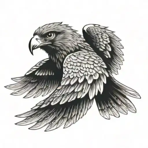 A Hawk With Wings Made Of Vinyl Records Flying Over A Baseball Stadium