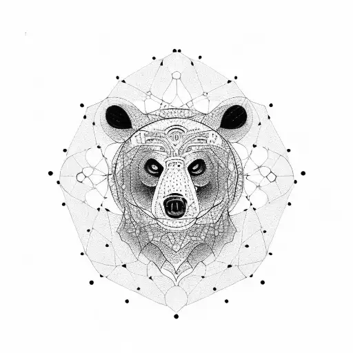 An Intricately Detailed Bear Head Composed Entirely Of Dots