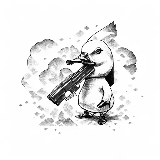 Duck Holding A Gun While Wearing A Mafia Outfit