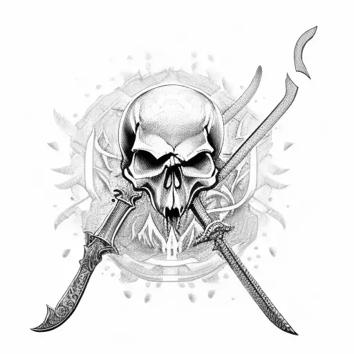 Skull With Sword In Mouth