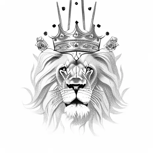 Lion With Crown Holding Roses