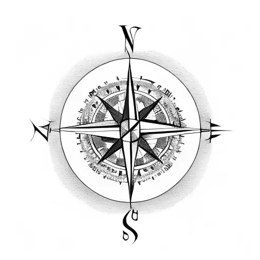 Compass With Map And Rose