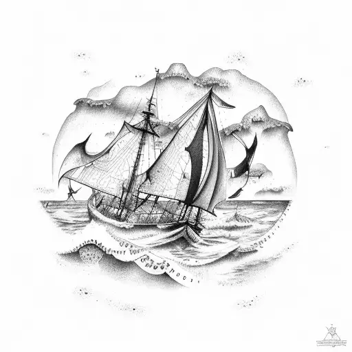 Nautical Map Of Mobile Bay With Sea Monster