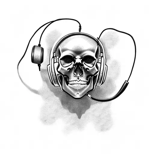 Dark And Mysterious Skull With Headphones