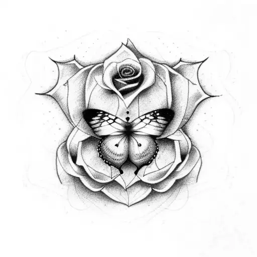 Semi Colon With Butterfly And Rose